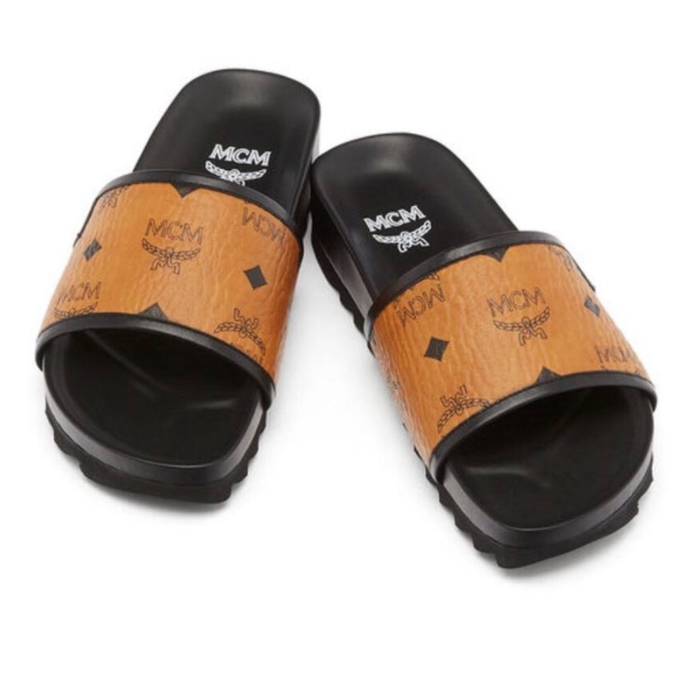 Monogram Faux - Leather Slides